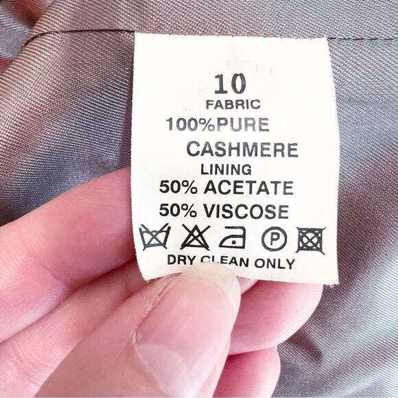 Marchbrae Cashmere Olive Green with Pink Blue Plaid Pinstripe Jacket Blazer Sz M - Picture 6 of 6